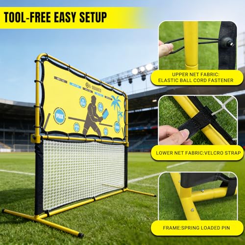 G-SQAURED 6X6Ft 2 in 1 Pickleball Rebounder Net - Adjustable Angle Training System & Standard Game Net, Durable Iron Frame with 28KG Tension Ropes for Backyard Practice