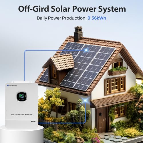 ECO-WORTHY 10KW Output 9.36KWH Off Grid Solar System Complete Kit for Home:12pcs 195W Solar Panels(2340W)+10KW 120V/240V Inverter (UL 1741)+ 2pcs 48V 100AH Lithium Batteries(UL 1973&UL 9540A)