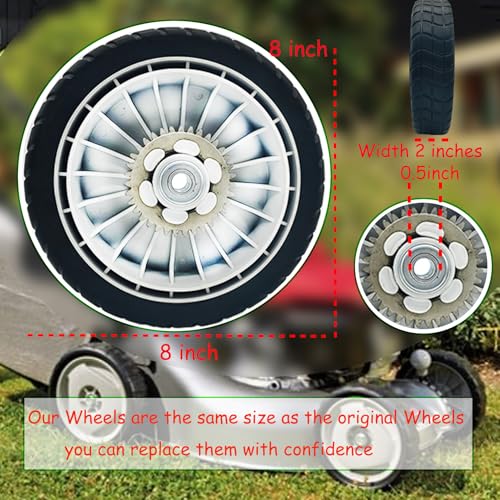 4 Pack Lawn Mower Wheels, HRR216K9VKAA Wheels, Fit for Honda HRR216 HR215 HRT216 HRB215 HRR2168vka etc 21 Inch Lawn Mower,2 Rear Wheels 42710-VE2-M02ZE, 2 Front Wheels 44710-VL0-L02ZB,5 Years Warranty