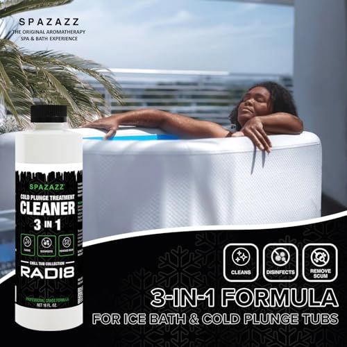 Spazazz Radi8 Cold Plunge Cleaner– 3-in-1 Water Treatment Formula for Ice Bath & Cold Plunge Tubs – Removes Scum, Cleans, Controls Odors – Dye Free & Skin Safe - 16 fl oz Bottle