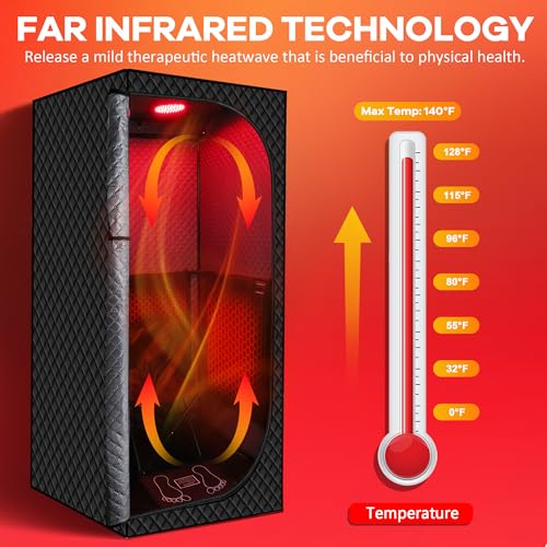 MIXC Upgraded Low EMF Infrared Sauna Box – Ideal for Relaxation & Detoxification | Includes Folding Chair | Multi-Layer Full-Body Sauna Tent for Home, Spa, Indoor, Outdoor & Gym Use (Infrared Version)