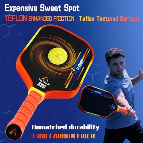 VAHKN Pickleball Paddles |16MM Carbon Fiber Pickleball Paddle | High-Spin Textured Surface & Vibrant Gradient Edge | USAPA Approved Racket for Ultimate Power,Control & Precision (Yellow & Orange 2PCS)