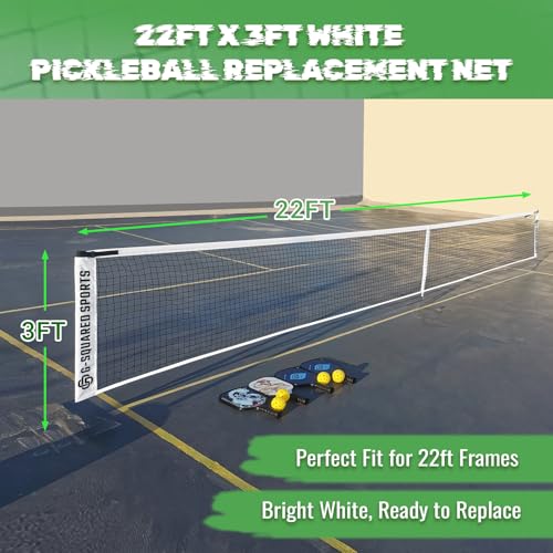 G-SQAURED Pickleball Replacement Net 22ft x 3ft - Indoor/Outdoor Use, Fits Most Free-Standing Pickle Ball Frames(Net Only)