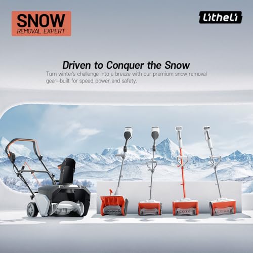 Litheli Cordless Snow Shovel 20V, 13-Inch Lightweight Electric Power Shovel for Snow Removal, Includes 4.0 Ah Battery, Easy to Use Snow Blower for Driveways, Sidewalks, Decks & Patios