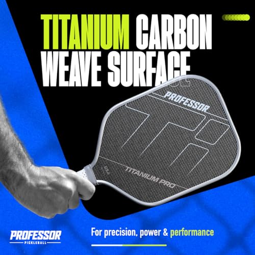 Professor Titanium Pro Square Pickleball Paddle - Designed with Titanium Carbon Fiber Weave Surface - 16MM Foam Injected Thermoformed Core