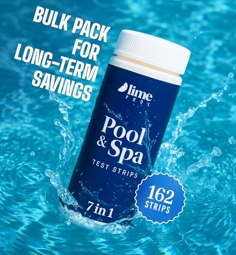 LIME POOL 162 Pcs 7-Way Hot Tub, Spa & Pool Test Strips - Accurate Readings in 15 Seconds