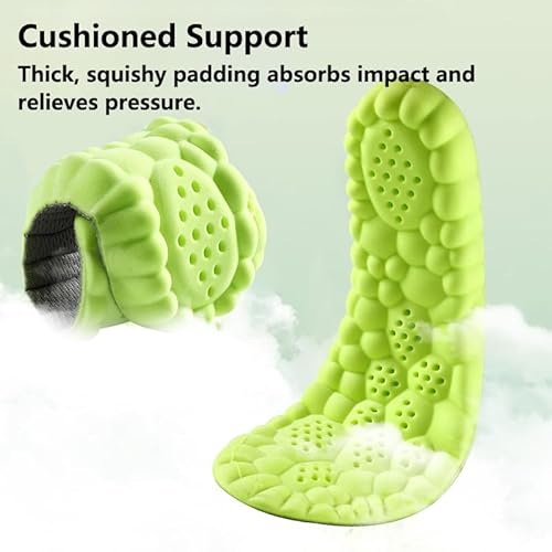 Scazu Pickleball Insoles for Women Men, 4D Comfort Breathable Cloud Cushion Memory Foam Inserts (1 Pair, Men 6.5-7.5 / Women 8-9)