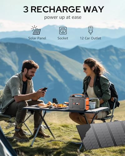 Solar Powered Generator 200W Peak/100W Rated, Portable Solar Generator Power Station with Solar Panels 40W Included, 146Wh Solar Power Bank with AC Outlet 110V for Home Use Camping Outdoor Adventure