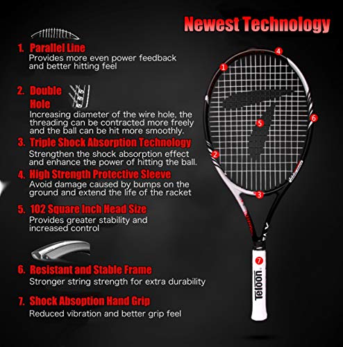 Teloon Sensus Series | Triple Shock Absorption | Adult Tennis Racquet, Women Tennis Racket Includes Bag Cover, Shock Absorber, Tennis Grip (Midnight Purple)