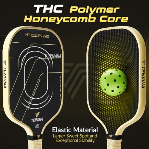 NHYHN TENVINA Pickle Ball Paddle, Thermoforming 4-Layer T700SC Friction Carbon Fiber Pickleball Paddle, USAPA Approved Professional Pickleball Paddles Offering Strong Spin and Power for Athletes