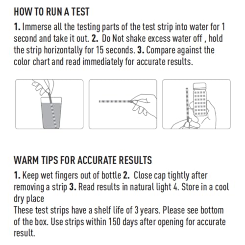 EASYTEST 7-Way Pool Test Strips, 150 Strips Water Chemical Testing for Hot tub and Spa, Accurate Test Bromine, Total Alkalinity, pH, Free Chlorine, Total Hardness, Cyanuric Acid, and Total Chlorine