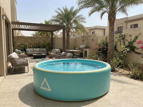 ISKYPOOL 9ft Compact Drop Stitch Pool – Rigid Hard-Wall Mini Swimming Pool for Kids & Patios – Deep 40" Design – Durable & Pet Friendly (Dia 9ft x 3.3ft)