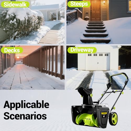 Cordless Snow Blower: DEKOPRO 40V|20-Inch Cordless Snow Thrower, Electric Snow Removal with Adjustable Chute, LED Light, Electric Snow Blower with 25ft Throw Distance