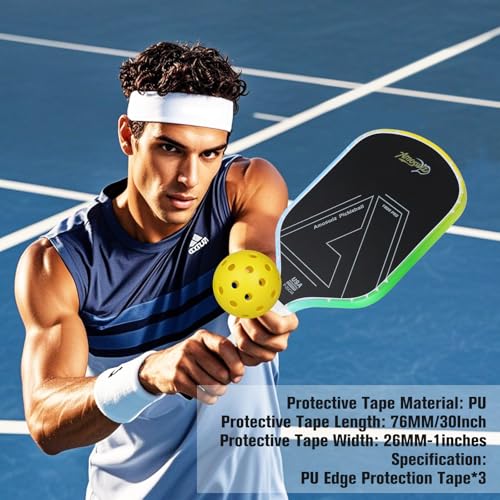 Amoswiz Pickleball Edge Guard Tape, Pickleball Protection Tapes 3 Pcs, Green to Yellow to Blue Gradiant Edge Tape, 26MM Width, No Wrinkling Edge Guard for 13MM & 16MM & 20MM Thicknesse Paddles