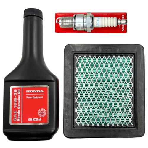 KINDZA Genuine Tune up kit for Honda GCV135 GC160 GCV160 GCV190 GC135 Lawn Mower HRR216 HRC216 HRT216 HRX217 F220 WN20 w/Motor Oil Genuine 17211-ZL8-023 Air Filter Spark Plug 98079-55846