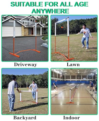 Zdgao Small Pickleball Net Set- 10FT Mini Pickleball Net, 4FT Adjustable Height Dink Training Rebounder Net with Outdoor Pickleballs, Paddles Set of 2 and Carry Bag for Driveway, Backyard
