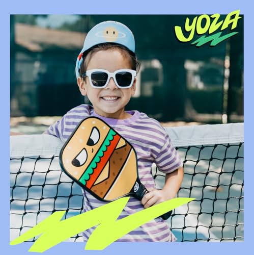 Kids Pickleball Paddle Set of 2 - Burger & French Fries Pickleball Paddles with 2 Balls, Lightweight, Fiberglass, Better Control, Beginner Racket, Perfect Pickleball Gift for Children Ages 4-12, Yoza