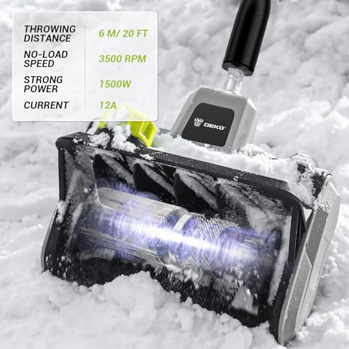 14-Inch Corded Electric Snow Blower, 1500w High-Power Snow Blower, 3500rpm Speed, 20-Foot Snow Throwing Distance with Adjustable Chute and 12A Brushed Motor, Suitable for Yards, Driveways, Sidewalk