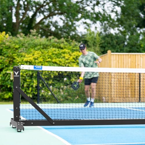 Vermont 360° Freestanding Pickleball Posts [IFP Regulation] – Ultra-Durable, Lightweight & Portable Aluminium Pickleball Paddle Tennis Net Sets (Pickleball Net and Posts, Black, with Weights)