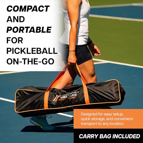 Rally Pickleball Net, Portable Net System, Indoor/Outdoor, Pickleball Training Aids, Regulation Size, Alloy Steel Frame, Net and Carry Bag (Deluxe)