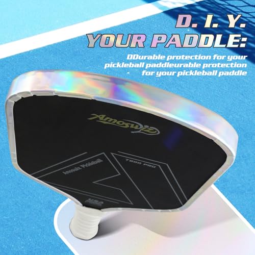 Amoswiz Pickleball Edge Guard Tape, Laser Silver Pickleball Protection Tapes 3 Pcs, 30MM Width Extra Long & Thickness, No Wrinkling Edge Guard for 13MM & 16MM & 20MM Thicknesse Paddles