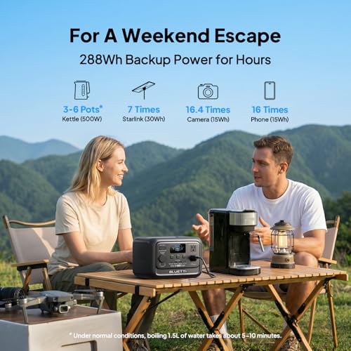 BLUETTI Elite 30 V2 Portable Power Station 600W (Power Lifting 1500W), 288Wh LiFePO4 Battery with 10ms UPS, Emergency Backup Power for Home Blackout/Winter Storm, Solar Generator for Camping/Road Trip