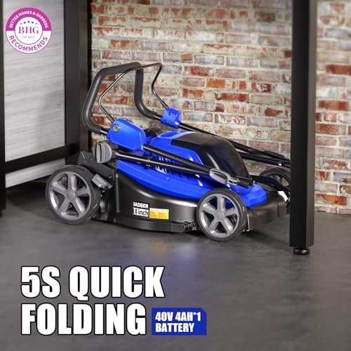 Wild Badger Power 40V 18″ Cordless Lawn Mower Brushless , 5,445 sq ft/0.125 ac, 1×4.0Ah Battery & Fast Charger, 5-Position Height ,for Small-to-Medium Lawns