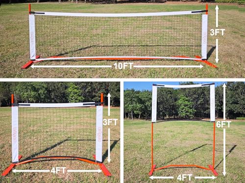 Zdgao Small Pickleball Net Set- 10FT Mini Pickleball Net, 4FT Adjustable Height Dink Training Rebounder Net with Outdoor Pickleballs, Paddles Set of 2 and Carry Bag for Driveway, Backyard