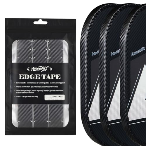 Amoswiz Pickleball Edge Guard Tape, 3K Pickleball Protection Tapes 3 Pcs, PU Interwoven Texture Edge Tape, 23MM & 26MM Width Black Head Tapes for 13MM & 16MM & 20MM Thicknesse Paddles