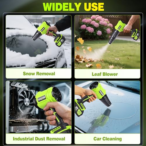Leaf Blower Cordless,Battery Powered 800,000 RPM Electric Leaf Blower with 2 x 4.0Ah Battery and Charger Handheld Blowers for Lawn Care,Dust,Snow,Car Blowing Water with 2 Extended Nozzle