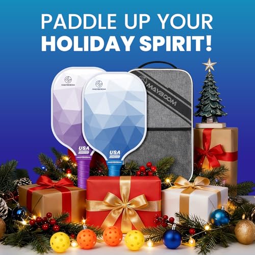 Pickleball Paddles Set of 2 or 4, USAPA Approved Pickleball Paddles Set with 4 Pickleball Balls and Pickleball Carry Bag, Fiberglass Pickle Ball Rackets 2 Pack for Beginners(Crystal B&P)