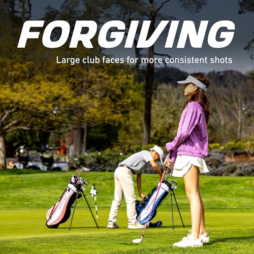 Precise X7 Junior Complete Kids Golf Clubs Set - Boys & Girls Right Handed Kids Golf Set w/ Driver, Hybrid, Irons, Putter, Stand Bag & Headcovers - Youth Golfing Clubs Sets for Ages 9-12 - Blue