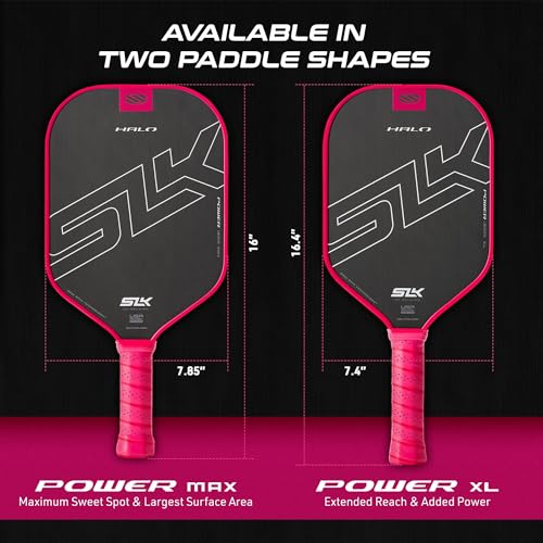 Selkirk Sport SLK Halo Power MAX Pickleball Paddle | Raw Carbon Fiber Pickleball Paddles with a Rev-Core Power Polymer Core | Designed for Ultimate Spin & Consistency | Pink