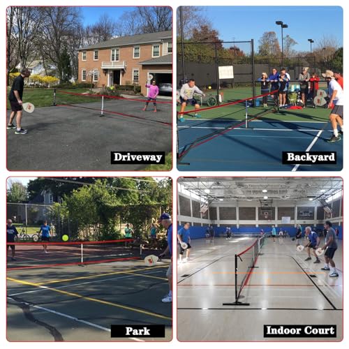 Hoverphenix Pickleball Set with Net for Driveway, Portable Regulation Size Pickleball Net System with Paddle Set of 4, Outdoor Pickleballs, Carry Bag, Weather Resistant Metal Frame