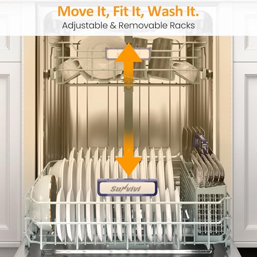 SUNVIVIPRO 24" Built-in Dishwasher, Stainless Steel Dishwasher Machine with Adjustable Racks, 14–16 Place Settings Large Capacity Dish Washer, 8 Wash Programs, Energy Star Certified, Sliver
