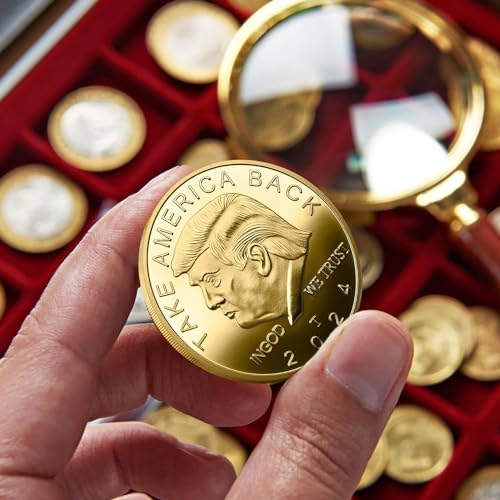 iksya 10 Pack President Coin 2024 - Protective Case Included Gold Plated Coin, Collectible Gift(Gold)