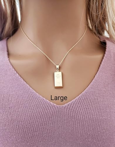 Gold Bar Pendant 14k Yellow Gold/Layering/Two Different Size/NOT Gold Filled NOT Gold Plated/Gift for Her - Him/Unisex (Large Bar Pendant)