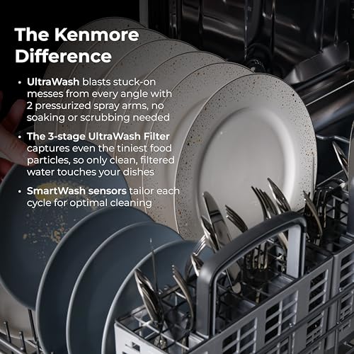 Kenmore 22-14599 24" Built-In Dishwasher - UltraWash, SmartWash, Sanitize Rinse, SmartDry and Leak Detection - 14 Place Settings - 51 DBA - ENERGY STAR Certified - 24" - Black
