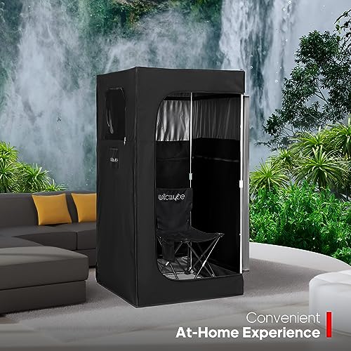 WILLOWYBE Portable Infrared Sauna for Home with 6 Heating Plates, Sauna Tent, Foot Heating Pad and LED Warm Light, Dry Infrared Sauna Box for Full Body, Personal Home Spa
