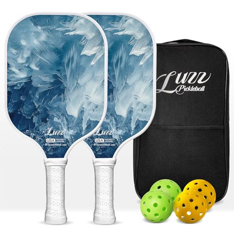 LUZZ Pickleball Paddles Set of 2, T700 Carbon Fiber Pickleball Paddle Sandblasted Surface with Honeycomb Core for Beginners Increased Spin Control Pickle Ball Rackets 2 Pack