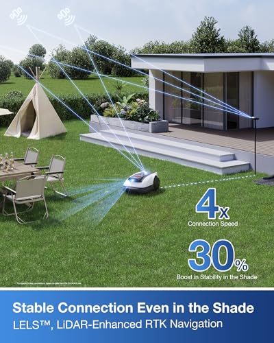 ECOVACS Goat O1000 RTK Robot Lawn Mower, Perimeter Wire Free Vision Robotic Lawnmower for 1/4 Acres Lawn, Automated Mapping, APP Control, 3D Obstacle Avoidance, Zero-Edge Cutting, 8.66 Inches