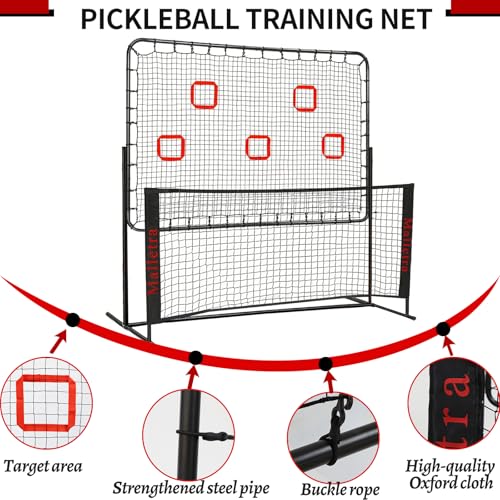 Pickleball Practice Rebounder Trainer for Solo Practice， Portable Pickleball Training Equipment with Adjustable Angles ， 2in1 Trainer Dink Master Board Net for Drills ，Improve Serving & Volley Skills