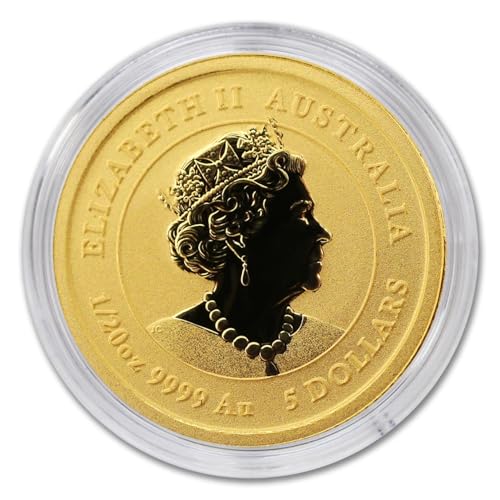 2022 P 1/20 oz Gold Australian Lunar Series III Year of the Tiger Coin Brilliant Uncirculated (BU) in Capsule with Certificate of Authenticity $5 BU