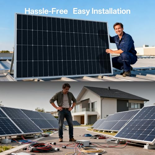 JJN 550 Watt Bifacial Solar Panels 2PCS,12/24/48 Volt 1100 Watt Solar Panel,Monocrystalline for Homes Rooftop Farm RV and Off-Grid Applications
