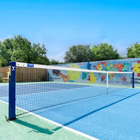 Vermont Pickleball Posts [Regulation Size] - Round or Square Posts, Optional Ground Sockets | Green, Black or Blue | For Hard or Grass Surfaces | POSTS ONLY (Square, Blue, Without Ground Sockets)