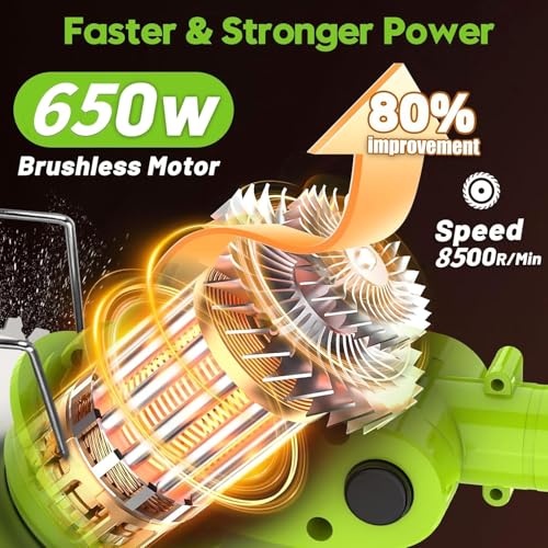 6 Inch Electric Weed Wacker with Wheels, Lightweight Electric Weed Eater, 650W High Power 8500 RPM,4000mAh Battery Powered Weed Eater, Multifunctional Grass Trimmer Lawn Tool,Green