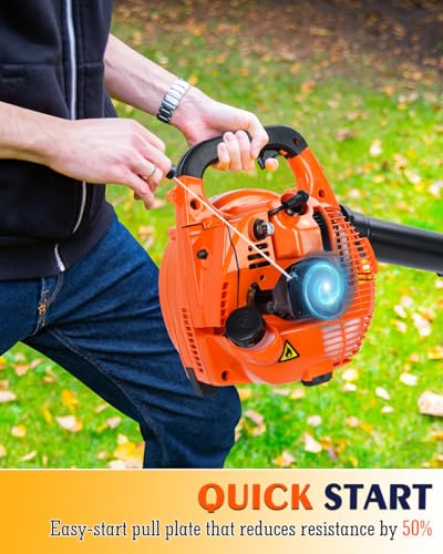 Relxxon Gas Leaf Blower 26cc Handheld, Powerful 2-Cycle Engine, 180 MPH 380 CFM, Lightweight Quick-Start for Lawn Care, Yard Debris & Light Snow (RX1869)