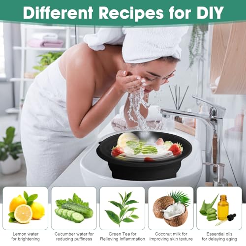 Face Bowl for Ice With Built-in Ice Tray Collapsible Silicone Facial Face Ice Bath Bowl Small Reusable Cold Plunge Basin is Portable,Perfect for Home Use,Camping,Travel Cold Bath Spa Tool & Black