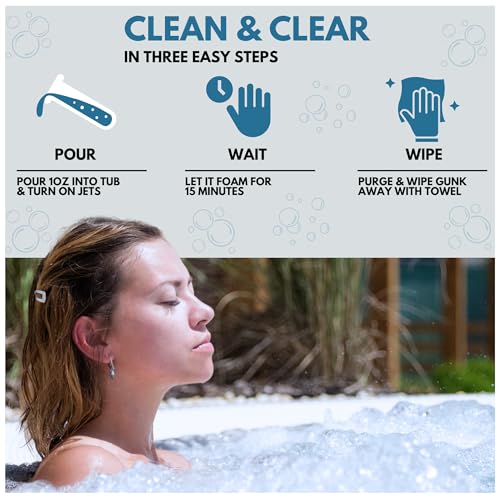 AhhSome Jetted Tub & Hot Tub Cleaner, Powerful Spa Bath Cleaning Solution for Jacuzzis & Whirlpools,16 oz (8 Treatments), Professional Grade Septic Safe Solution for Hot Tubs, Made in USA