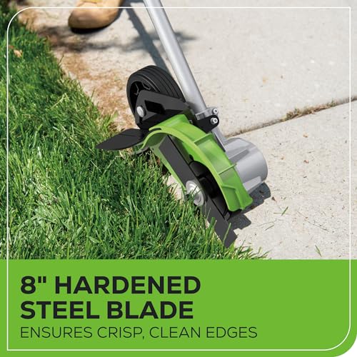 Greenworks 80V All-Terrain Brushless Edger, 8" Steel Blade, 2.25" Pro Depth & Tool-Free Adjust, 27cc Gas Power Equivalent, Battery and Charger Not Included